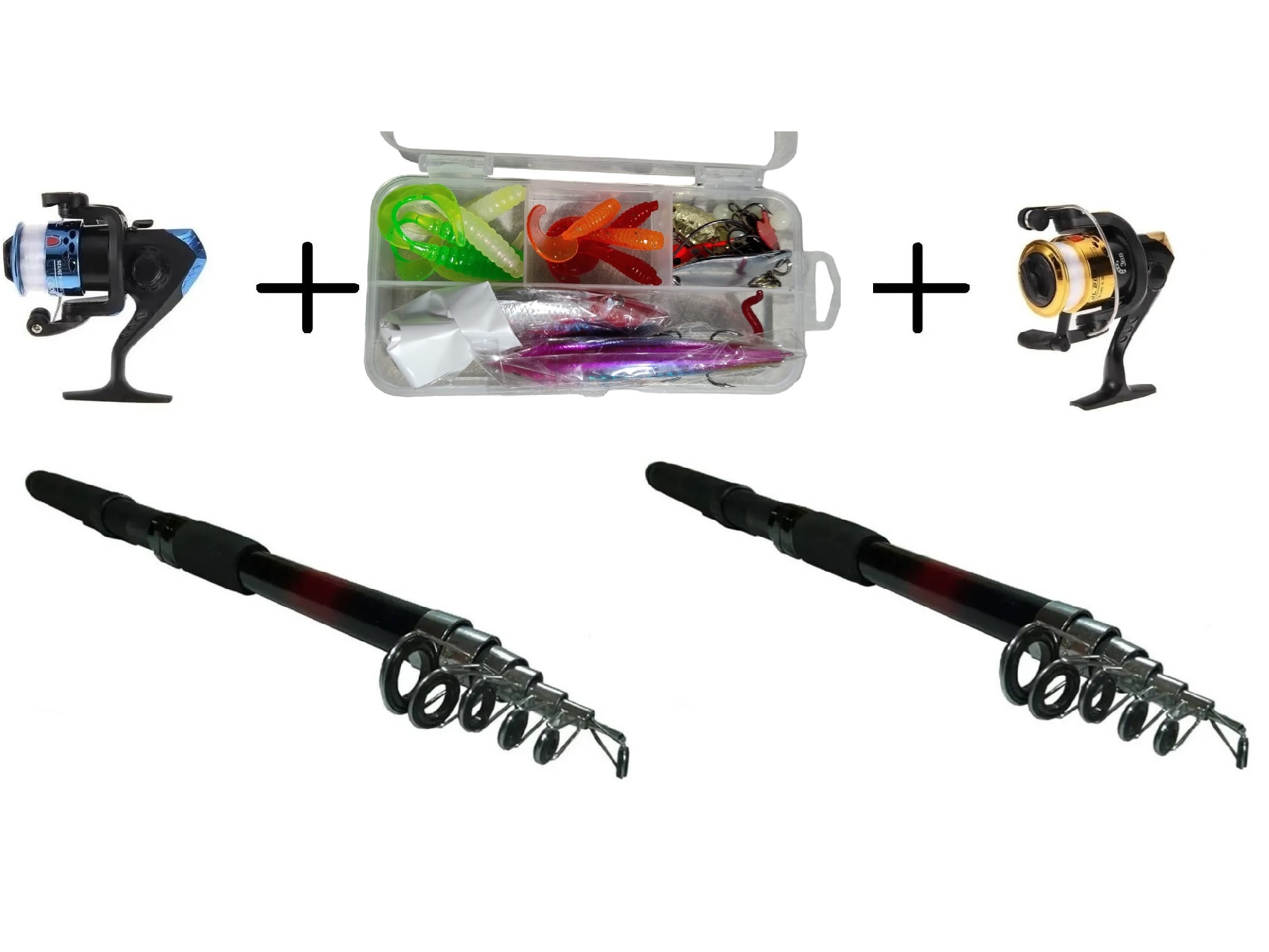 Miniatura 3 de Kit 2 Caña De Pesca + Caja Accesorios